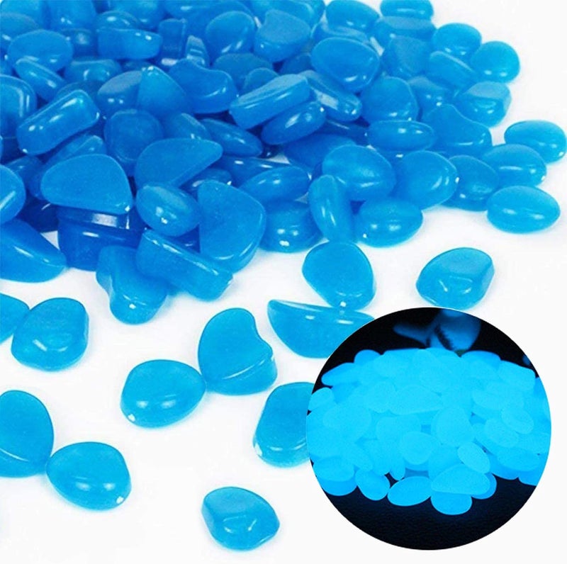 Oubest Fish Tank Rocks Glow in The Dark Pebbles for Garden Aquarium Plant PotsBonsai Walkway Driveway 100pcs Blue - Image 1